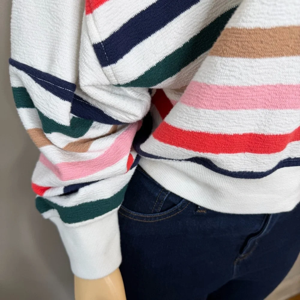 Aerie Always and Forever Colorful Striped Sweatshirt Size Large - Picture 7 of 11
